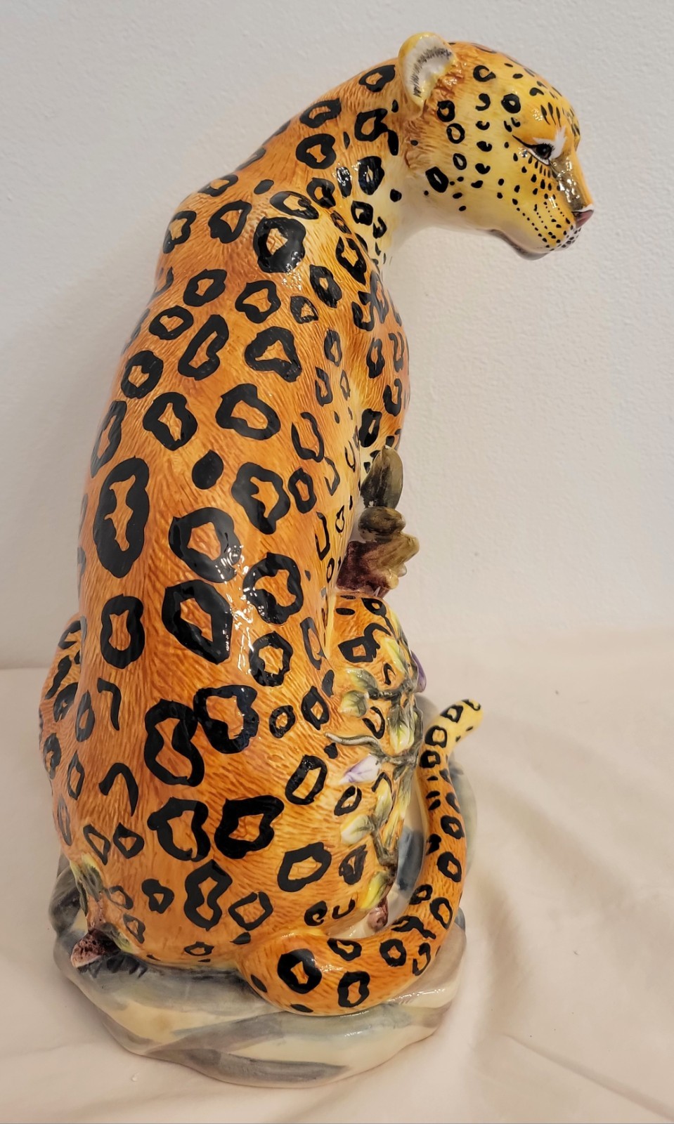 Vtg American Atelier Leopard Cheetah Ceramic Statue 12″×8″ Tall Note Pristine