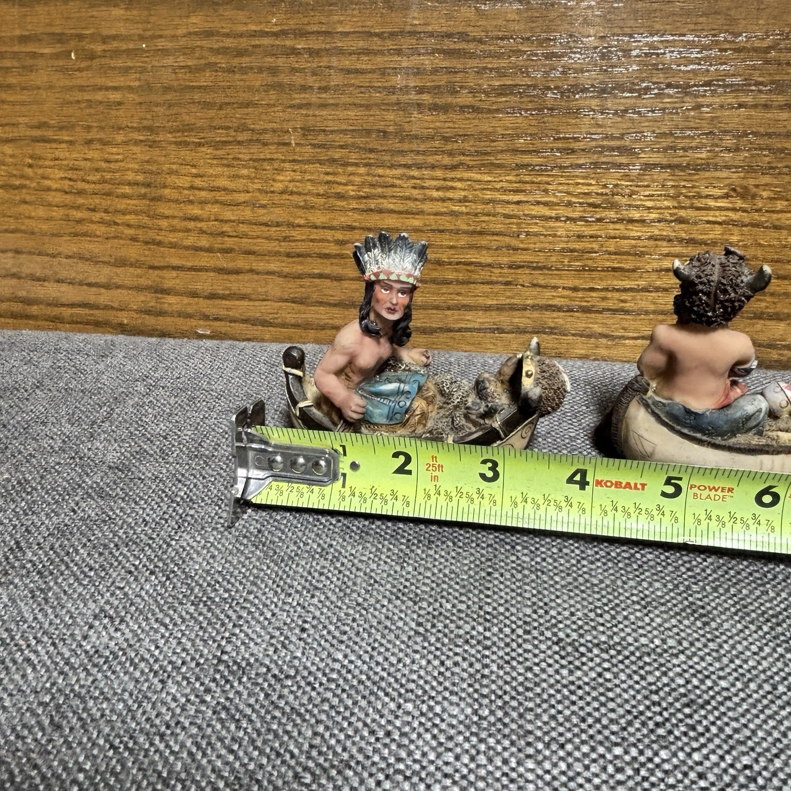 Vintage Native American Canoe Figurines Set of 3 Resin – Chip on 1 Headdress