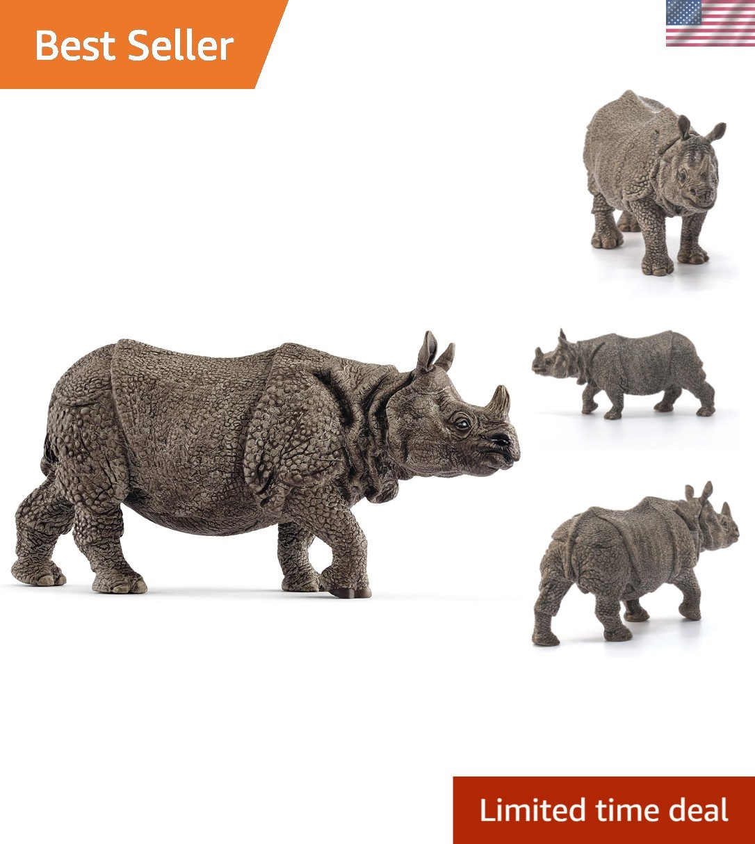 Schleich Indian Rhinoceros Figurine – Educational Toy for Creative Kids 3-8