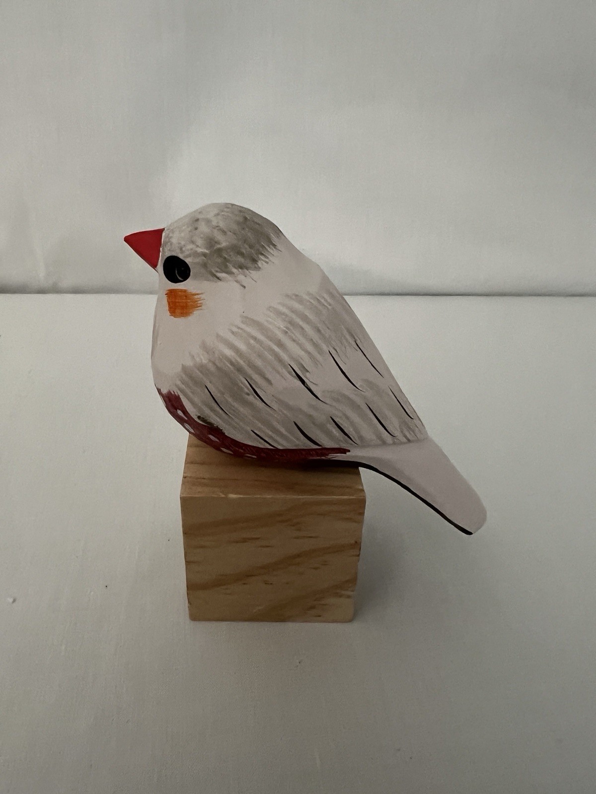 Hand Carved Bird Figurines, Hand-painted Sculpted Wooden Birds, Wood Birds x2