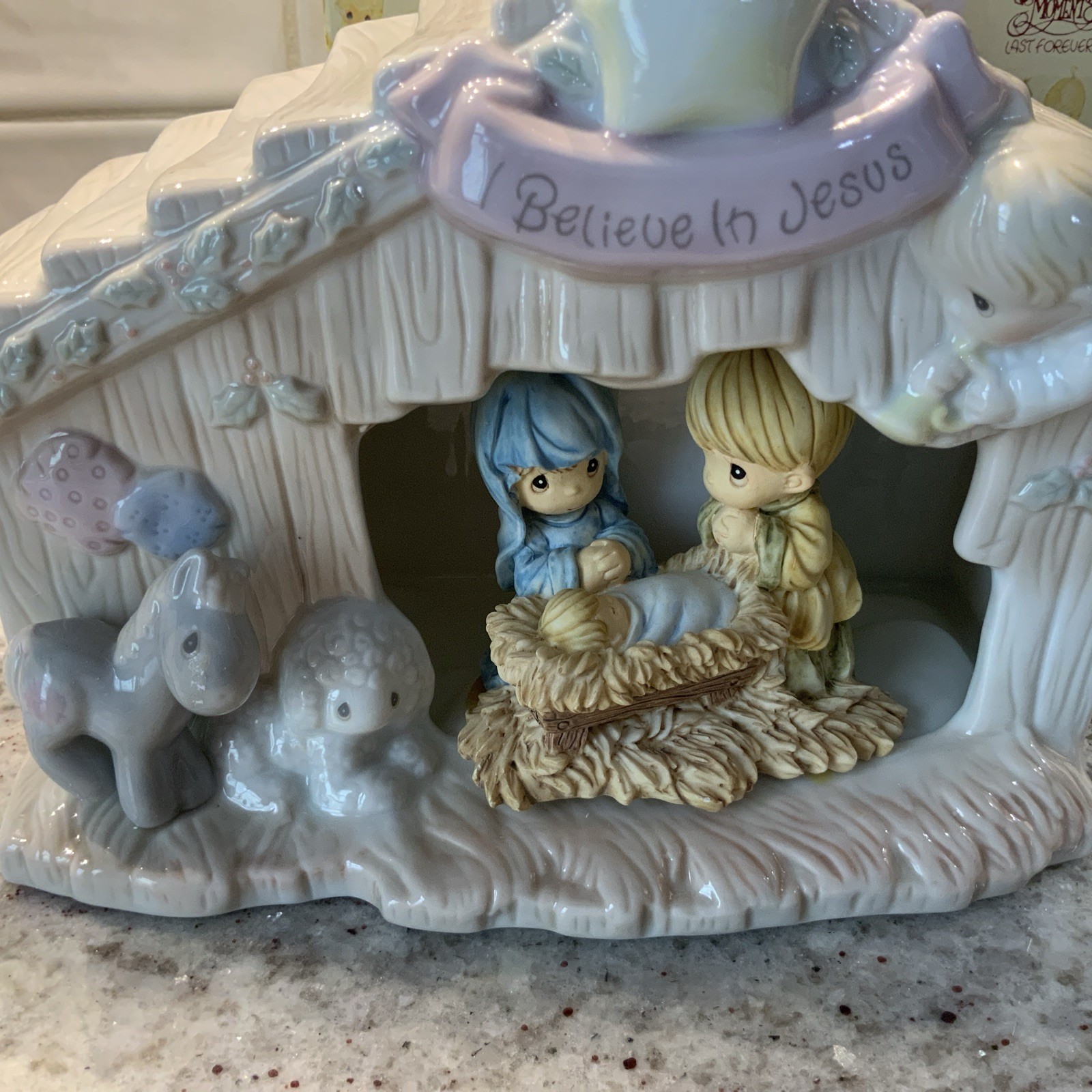 Precious Moments light up Nativity Scene, I Believe in Jesus MISSING LIGHT