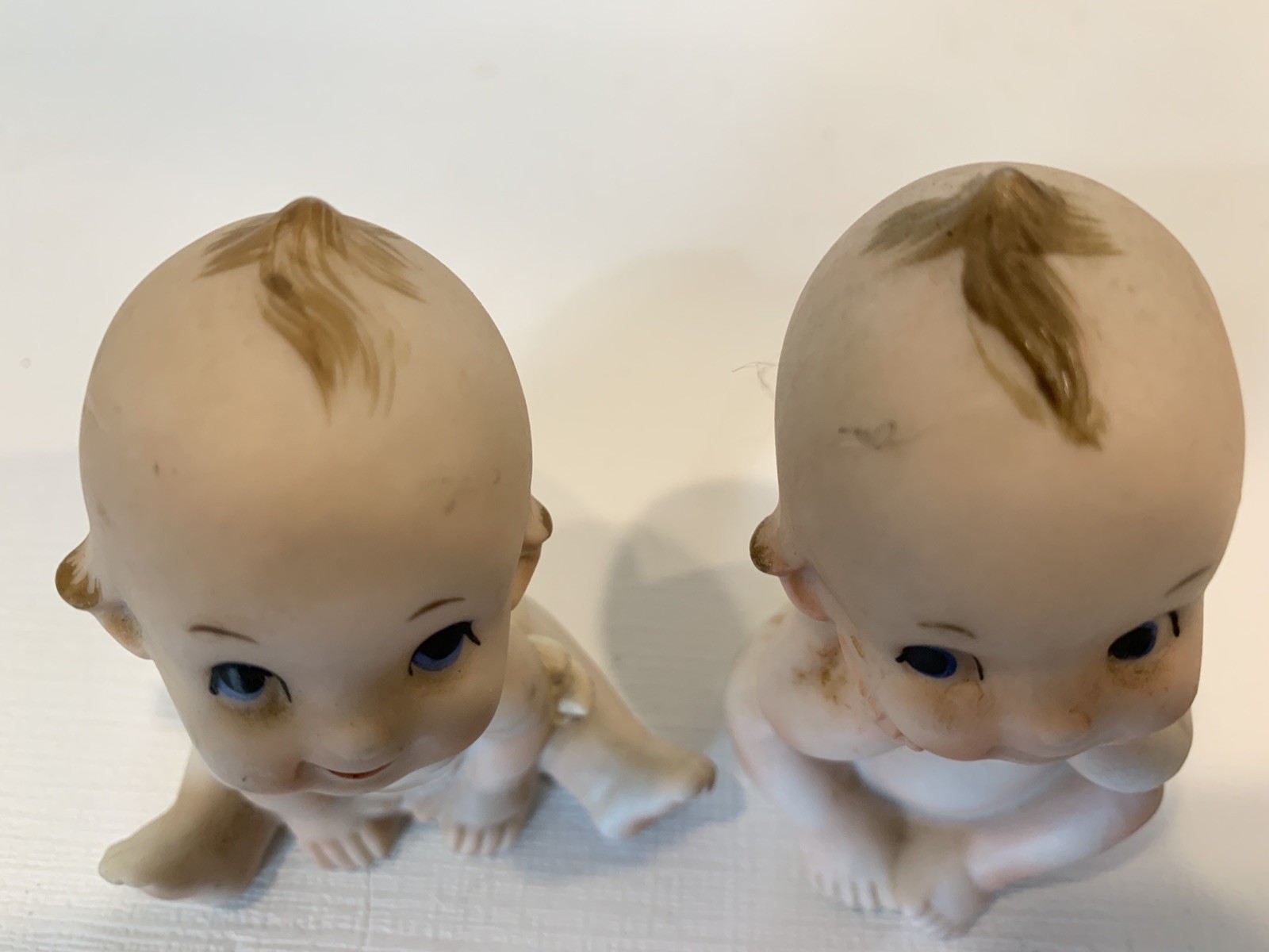 Two KELVIN’S Kewpie Dolls Baby Figurine Sitting Blonde Hair Vintage Japan Piano