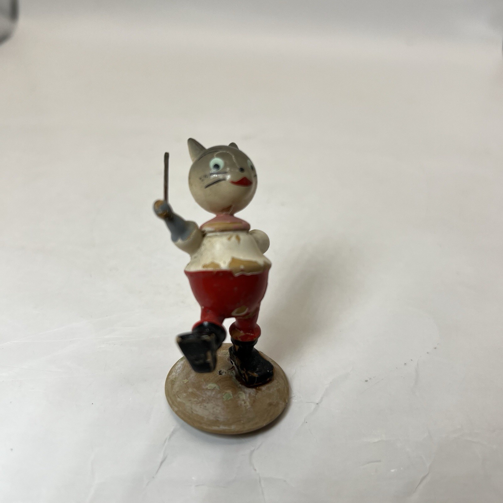 Vintage Goula Wooden Painted Cat Kitten Marching Made In Spain