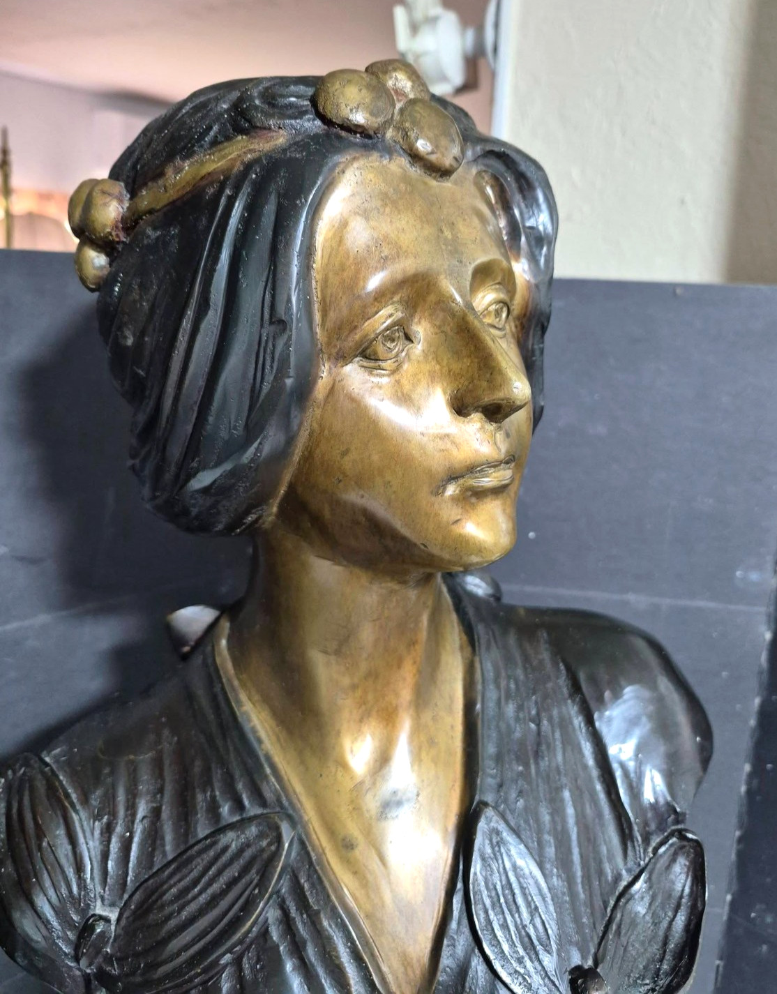 Antique Art-Nouveau Huge Bronze Bust, 30″ high.