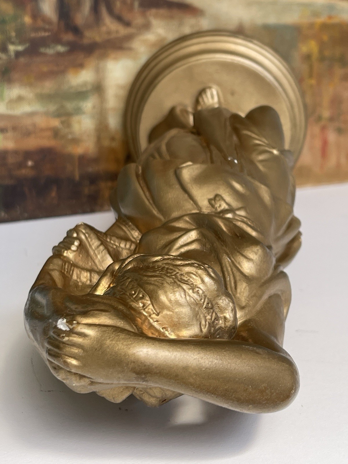 16″ Vintage MCM Artistic Royalties Gold Plaster Roman Greco Goddess Statue #1819
