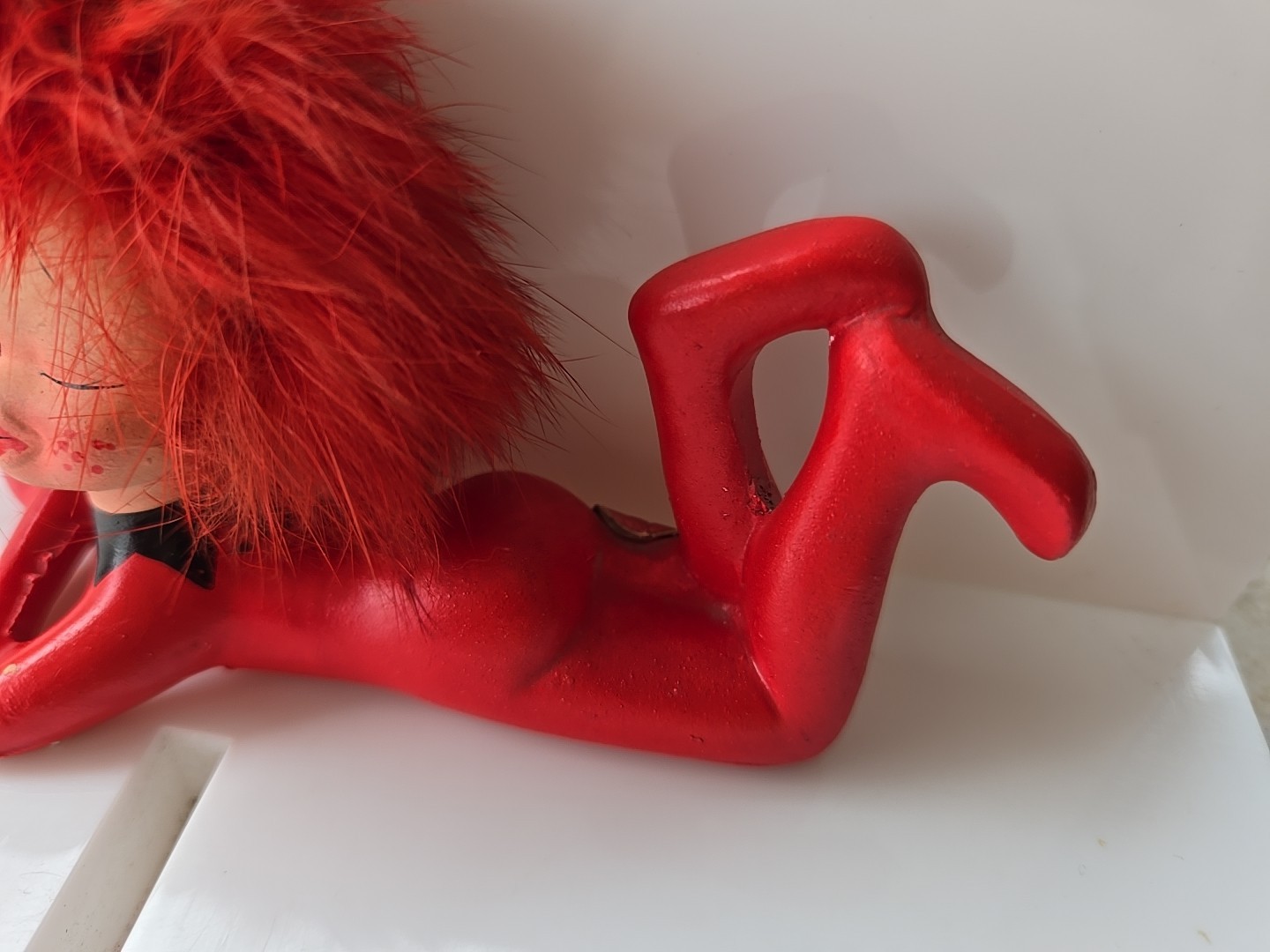 Little Devil Vintage Figurine Red Fur Napco Lefton Kitsch 1950s Japan Rita