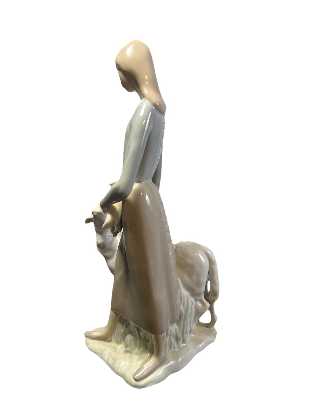 Vintage Lladro Peasant Girl With Sheep Porcelain Figurine/Small Finger Chip/Rare