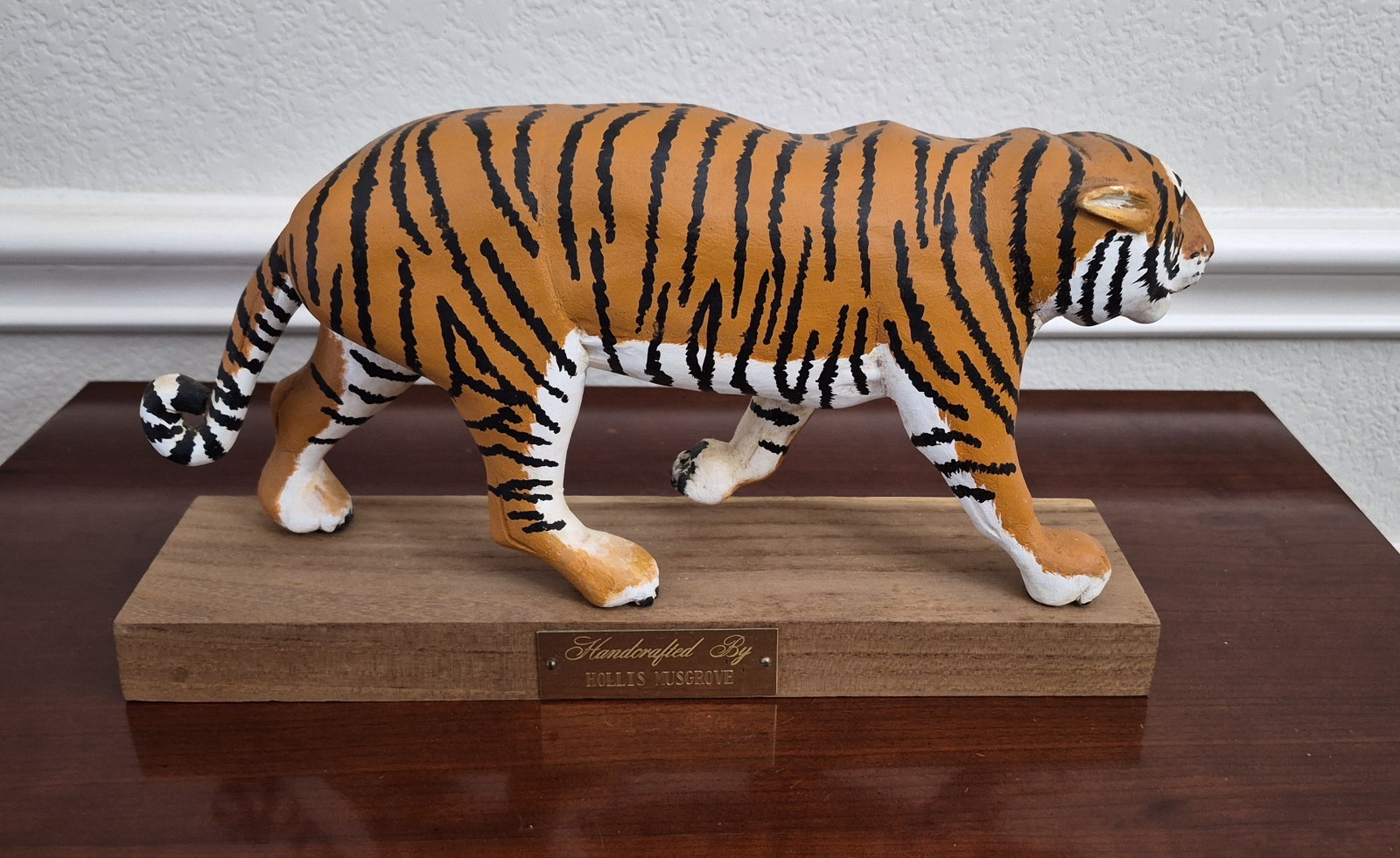 One of a Kind Vintage Hand Carved and Hand Painted Tiger by Hollis Musgrove