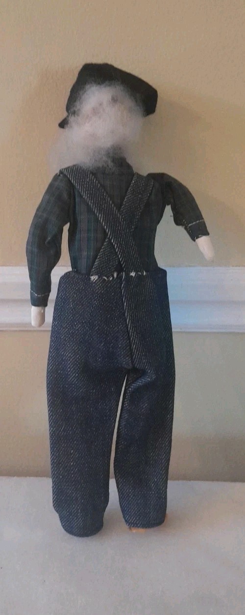 Vintage Farmer Man Doll Walnut Head Folk Art Figurine Rustic Decor Lightweight