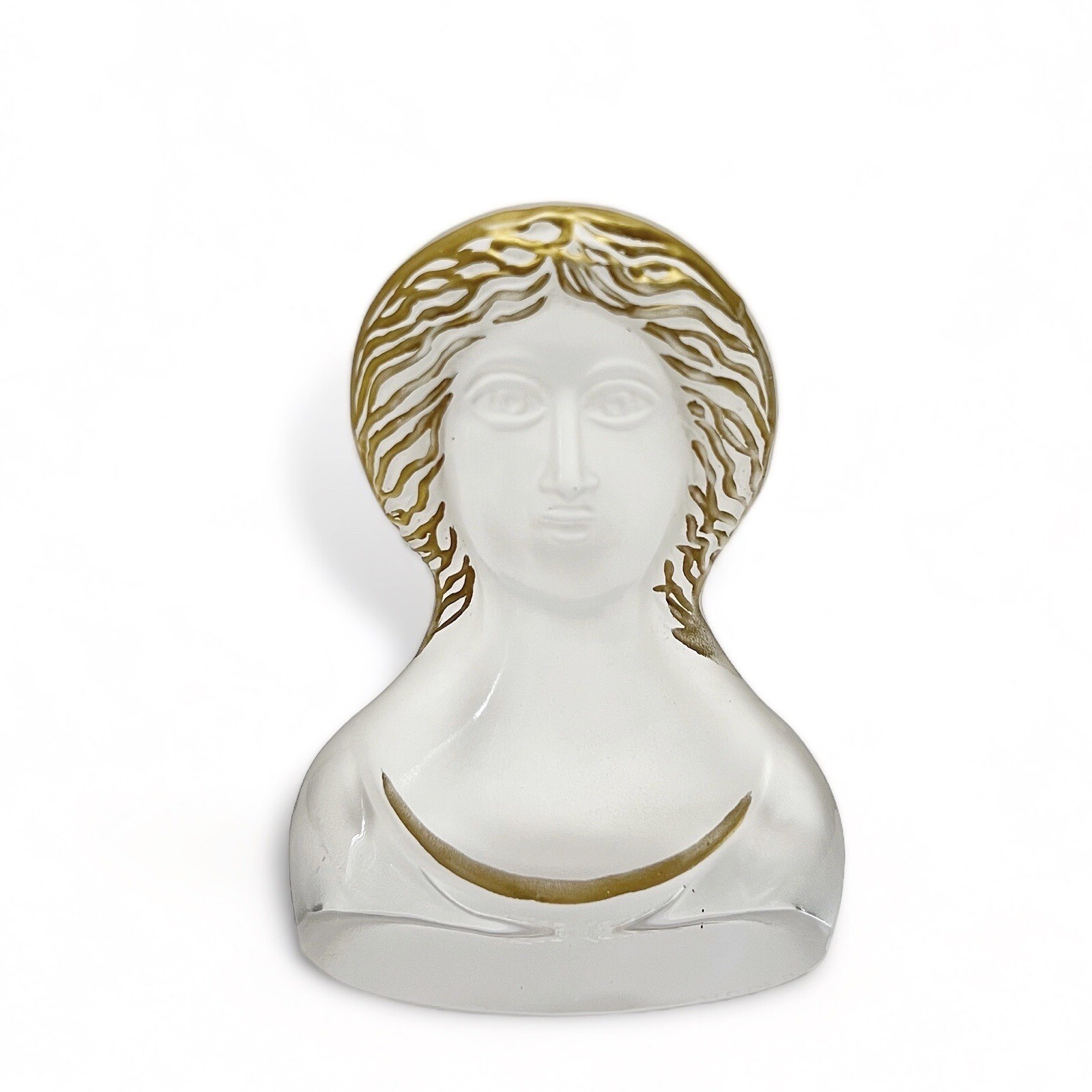 Daum France Pierre Roulot Madonna Female Bust Figurine Art Glass Signed Numbered