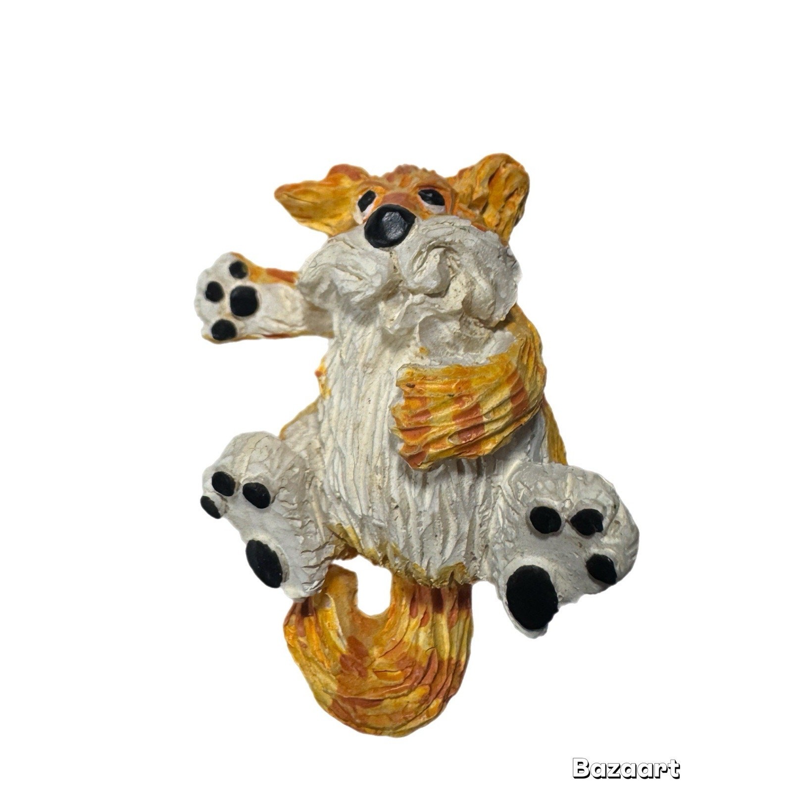 Vintage Resin Whimsical Orange White Dog Ornament Statuette Miniature 1.75” Long