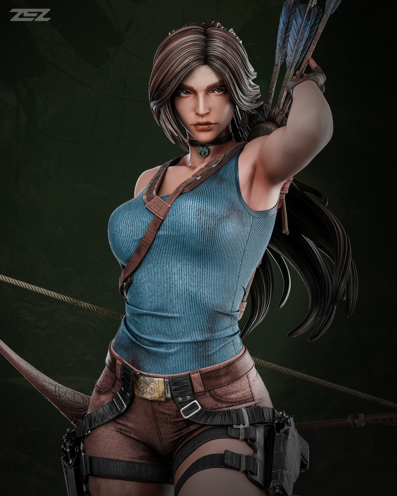 Lara Croft – Tomb Raider 1/6 or 1/8 Scale Statue 3D Print Model Kit Unpainted