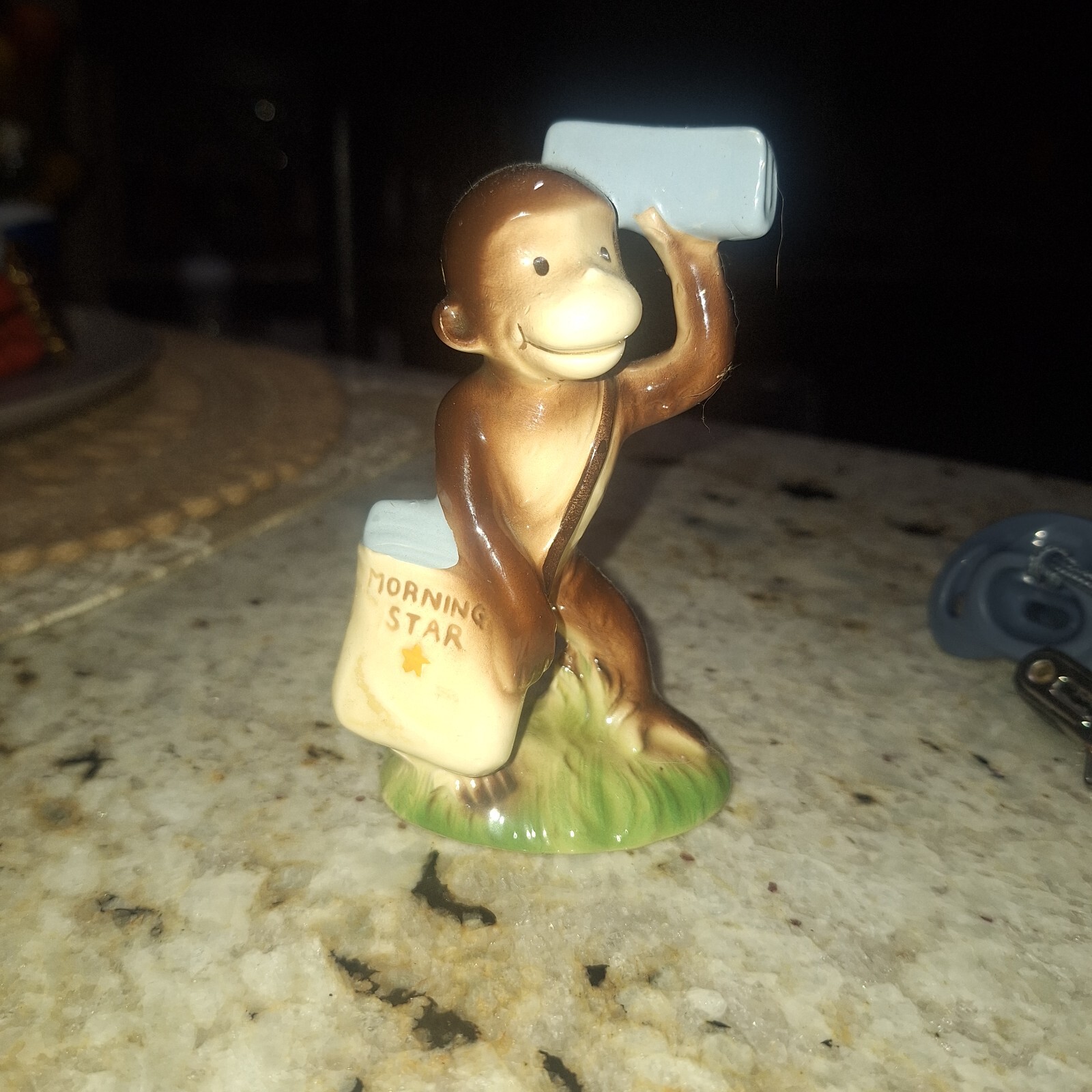 1981 GORHAM CURIOUS GEORGE HAND PAINTED MARGARET E REY NEWSPAPER FIGURINE