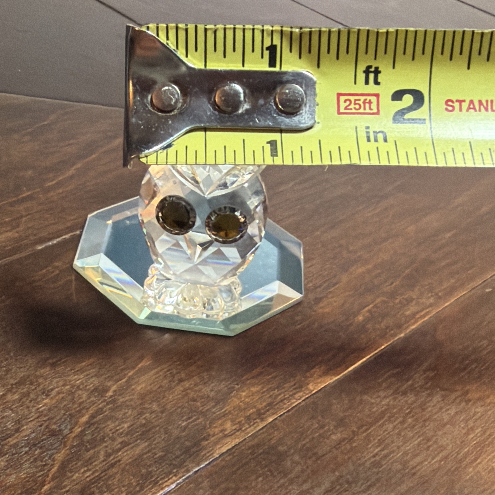 Swarovski Crystal Miniature Owl Figurine W/ citrine green eyes