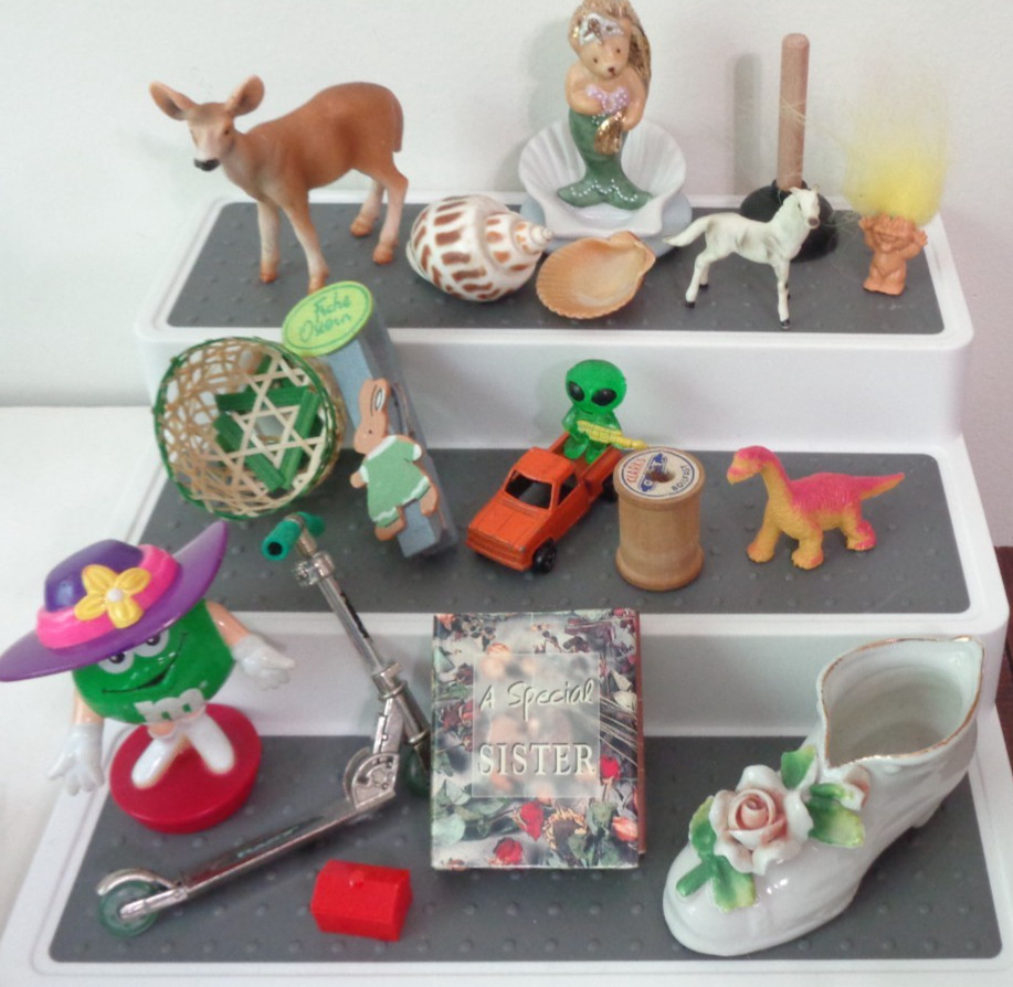 Lot 17 Vintage Miniature Shelf Trinkets Figurines Eclectic Mixed Materials