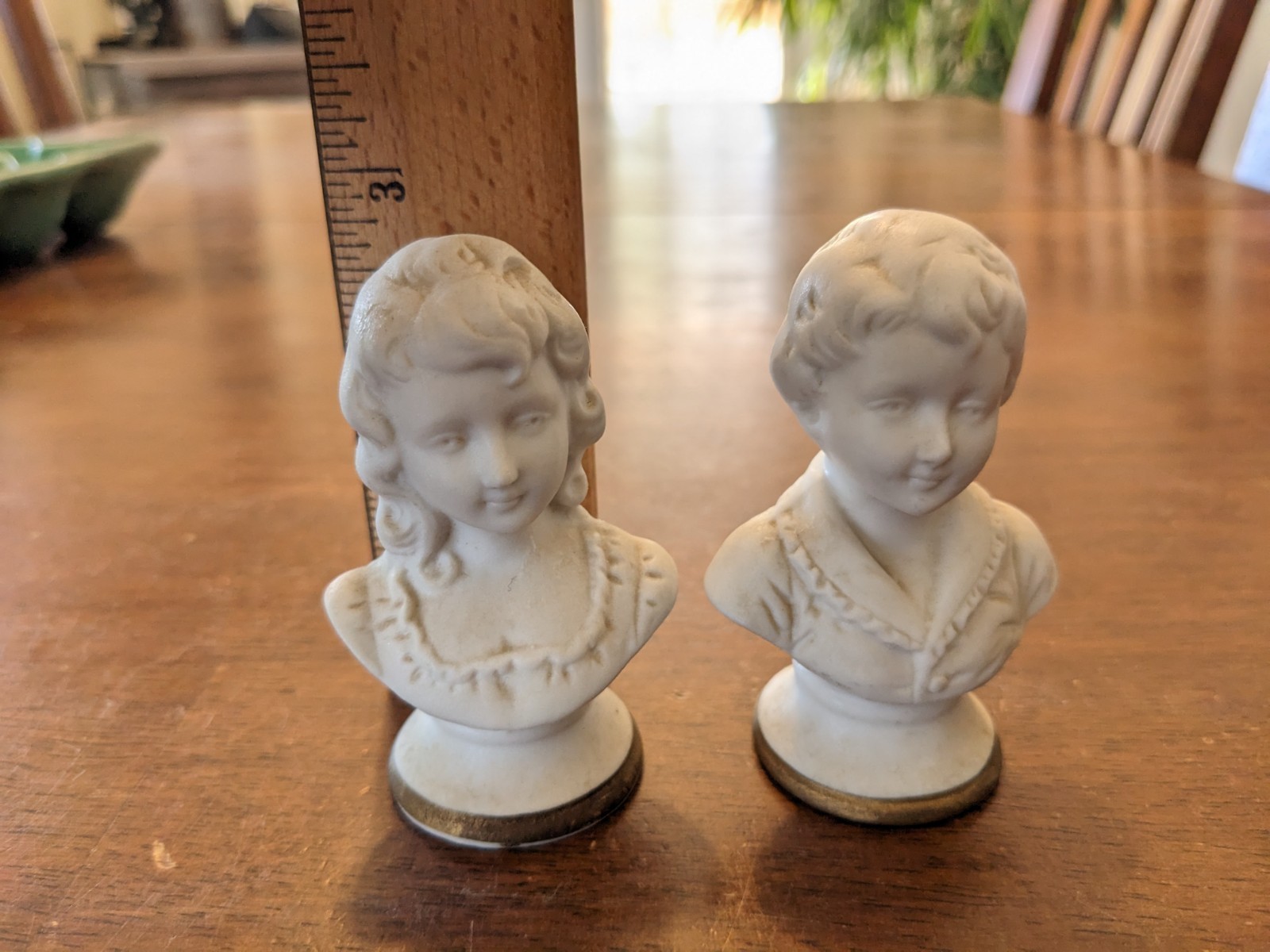 Lot of 2 Enesco Japan Victorian porcelain figurines 1 in x 2 3/4 in