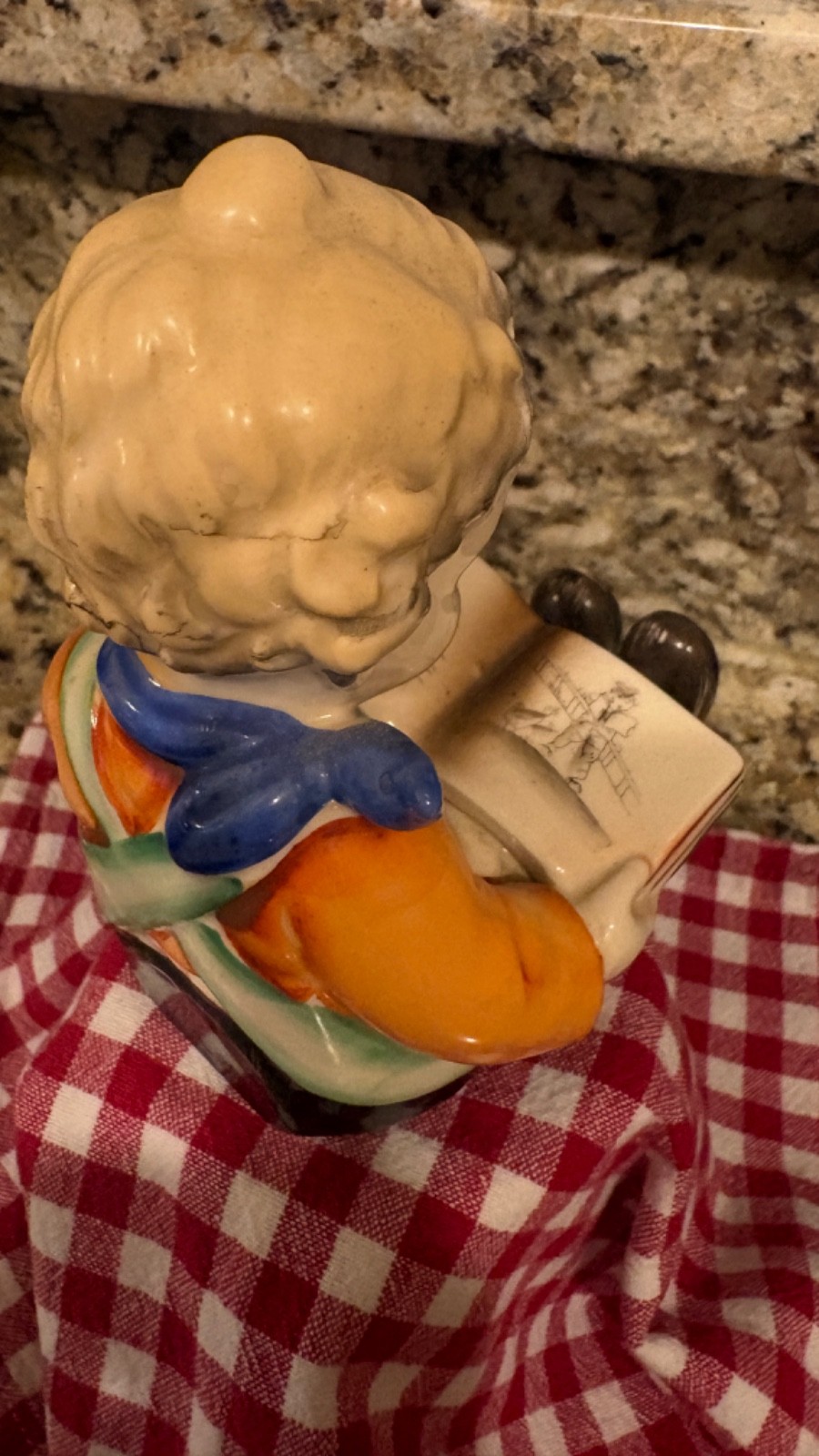Vintage Ceramic Storybook Children Figurines Pair Little Red Riding Hood Reader