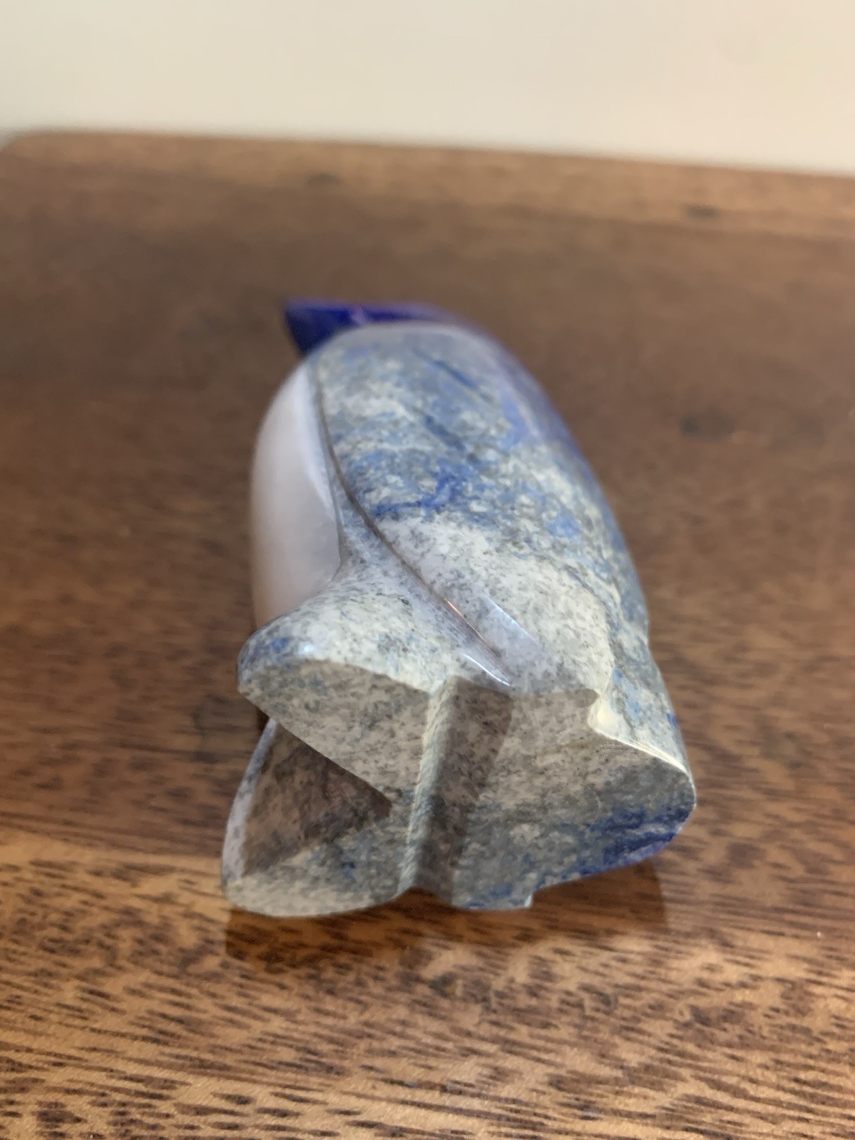 Lapis Lazuli Carved Penguin W/ White Marble Belly, 4” Chile, Vintage