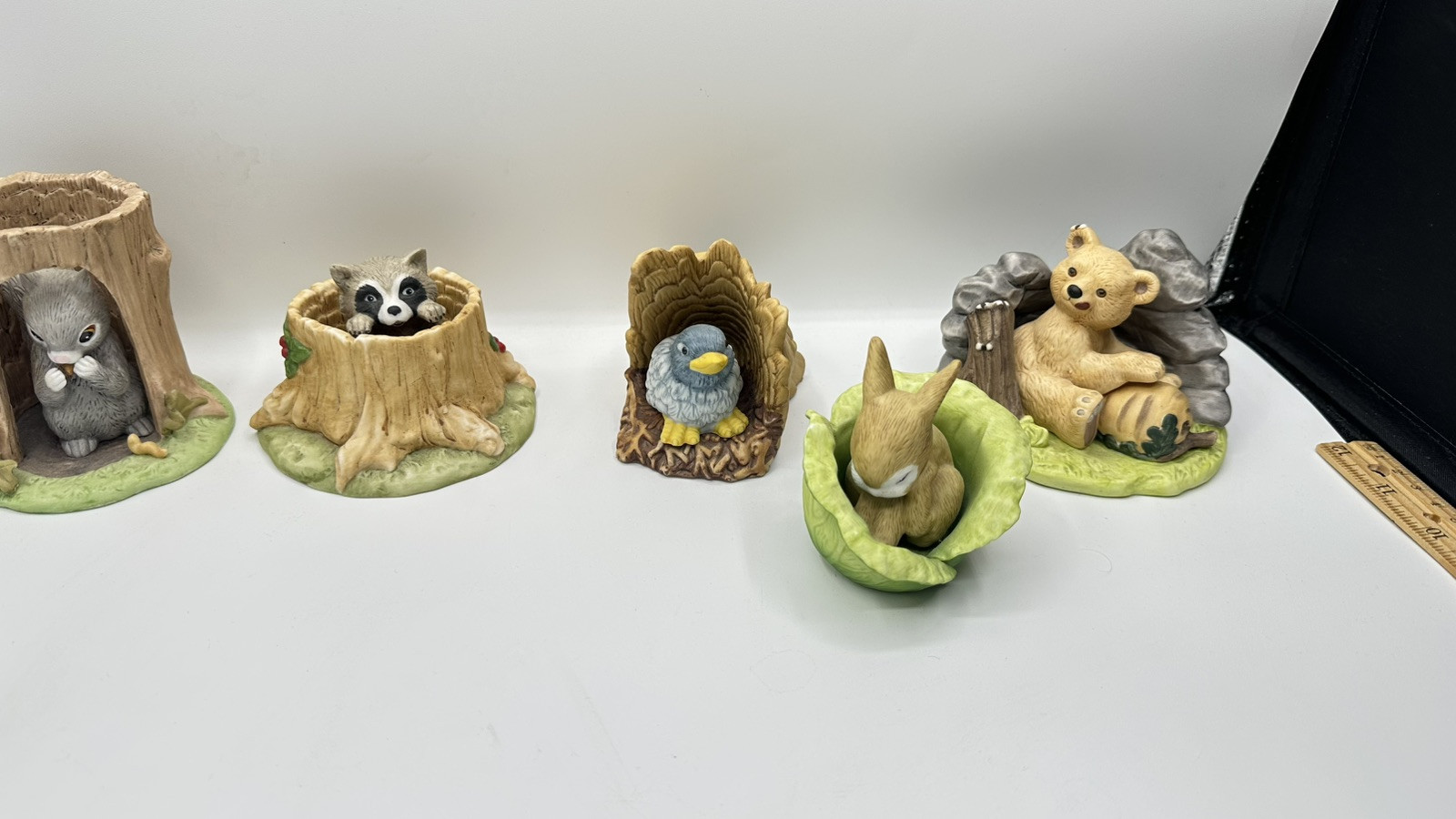 1984 Woodland Surprises Lot Of 5 RACCOON BLUEBIRD RABBIT BEAR SQUIRREL Porcelain