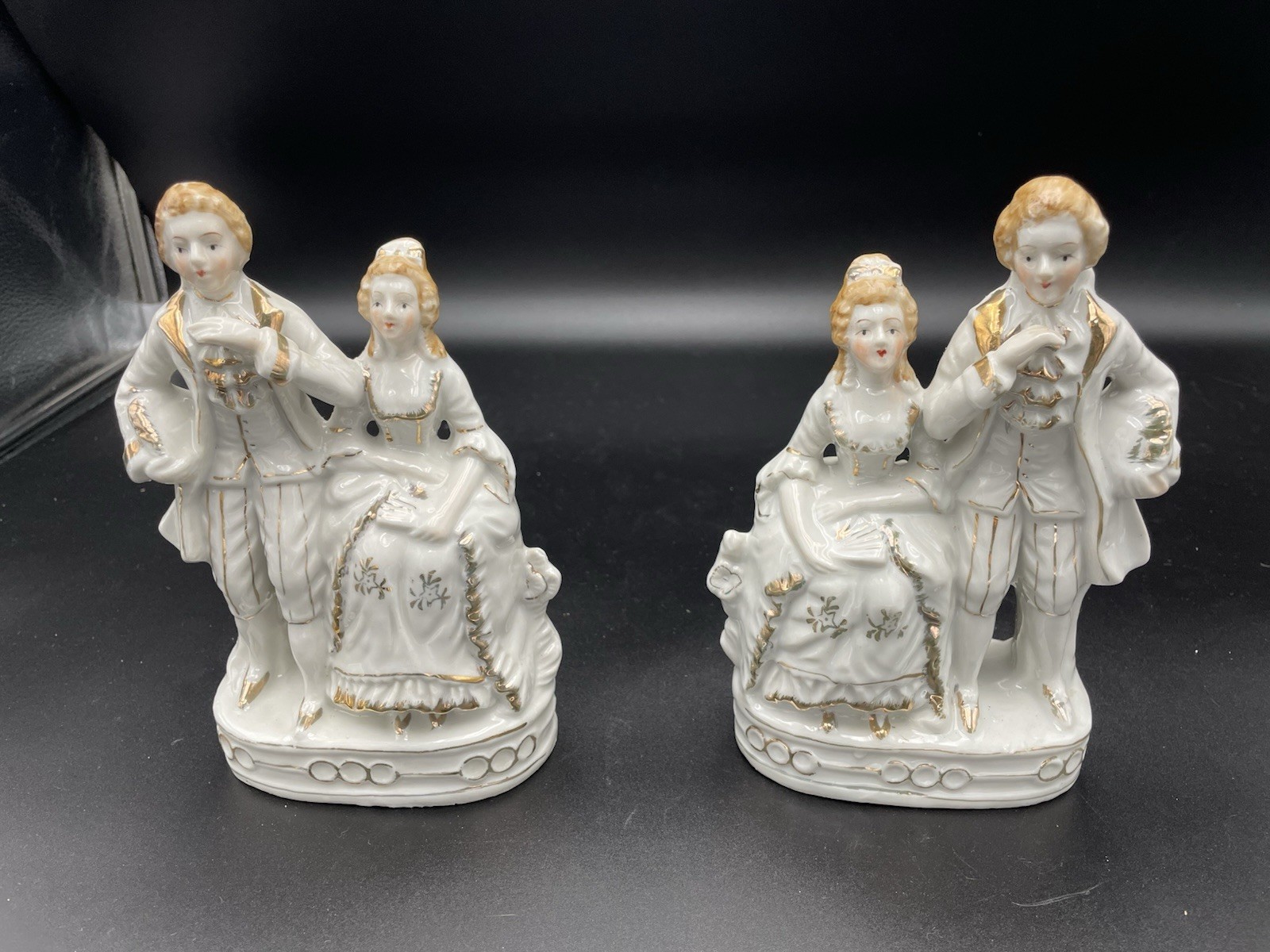 Vintage Porcelain Colonial Couple Figurines Made in Occupied Japan, 7 Inch