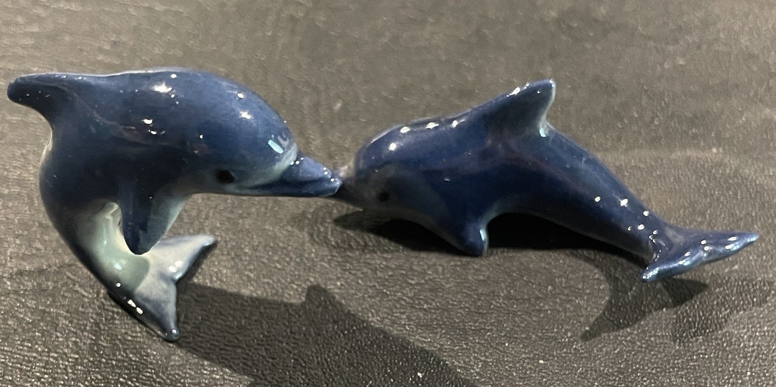 (2) Dolphin Miniature Bone China Figurine Japan Marine