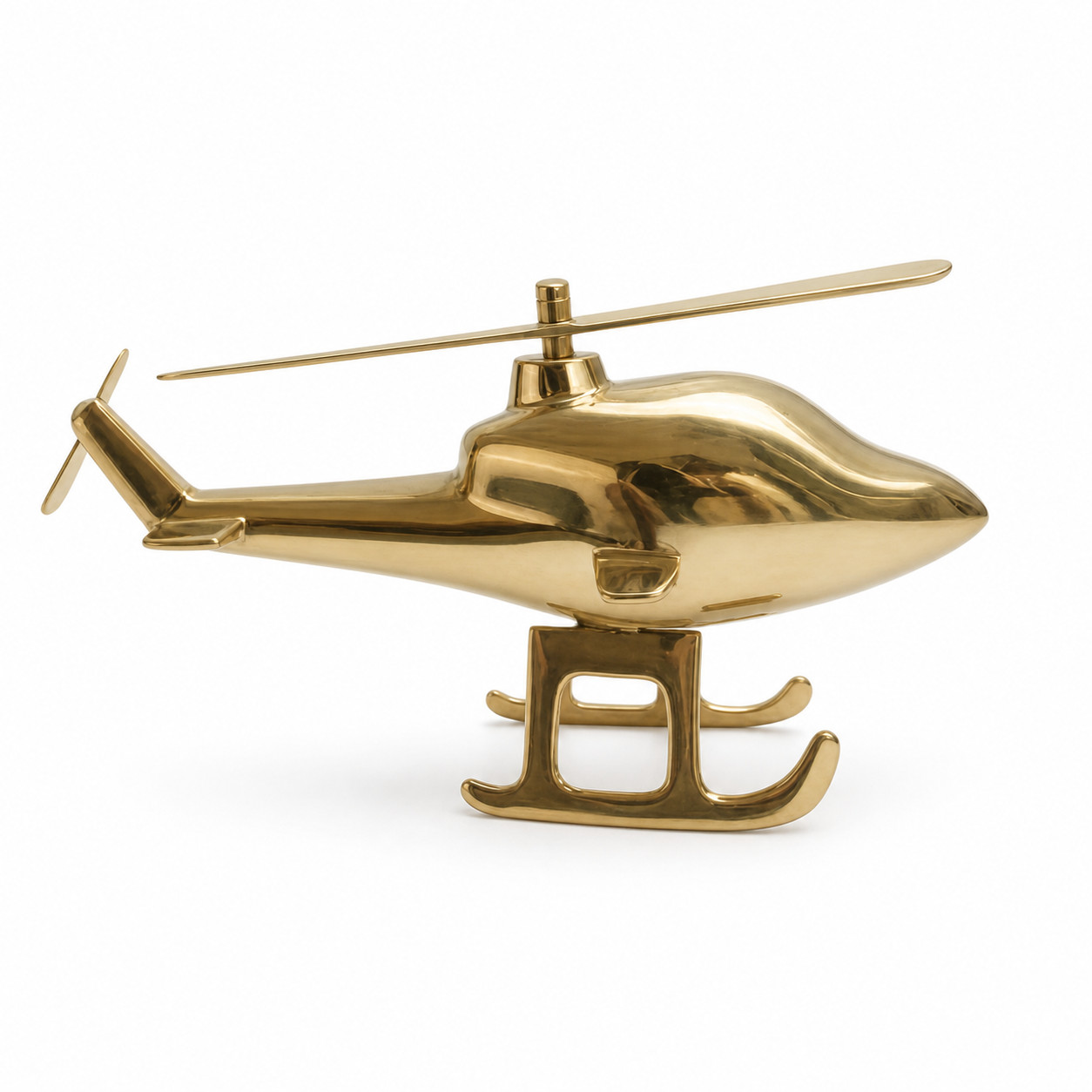Brass Helicopter Figurine Vintage Style Aircraft Model, Office Desk Decor
