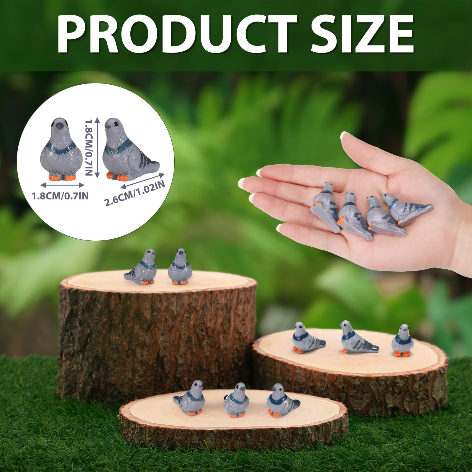 50 Pcs Mini Resin Birds, 1 Inch Tiny Resin Pigeon Statues Bulk Decorative Pig…