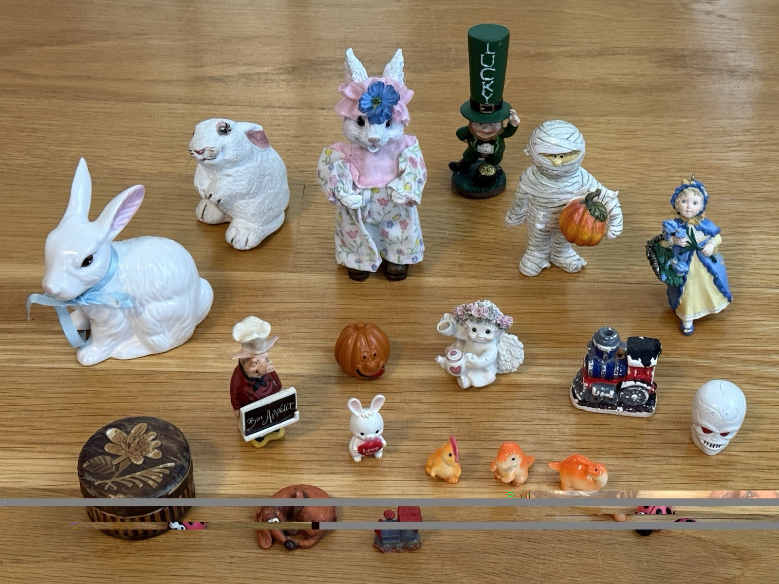 MINIATURE FIGURINES LOT Mini Figurine Lot Animals Fox Rabbit Ladybug Train Mixed