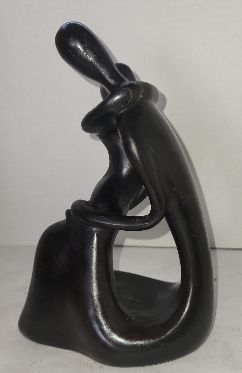 Vintage Modernist Parent Child Molded Resin Figurative Sculpture 9″tall