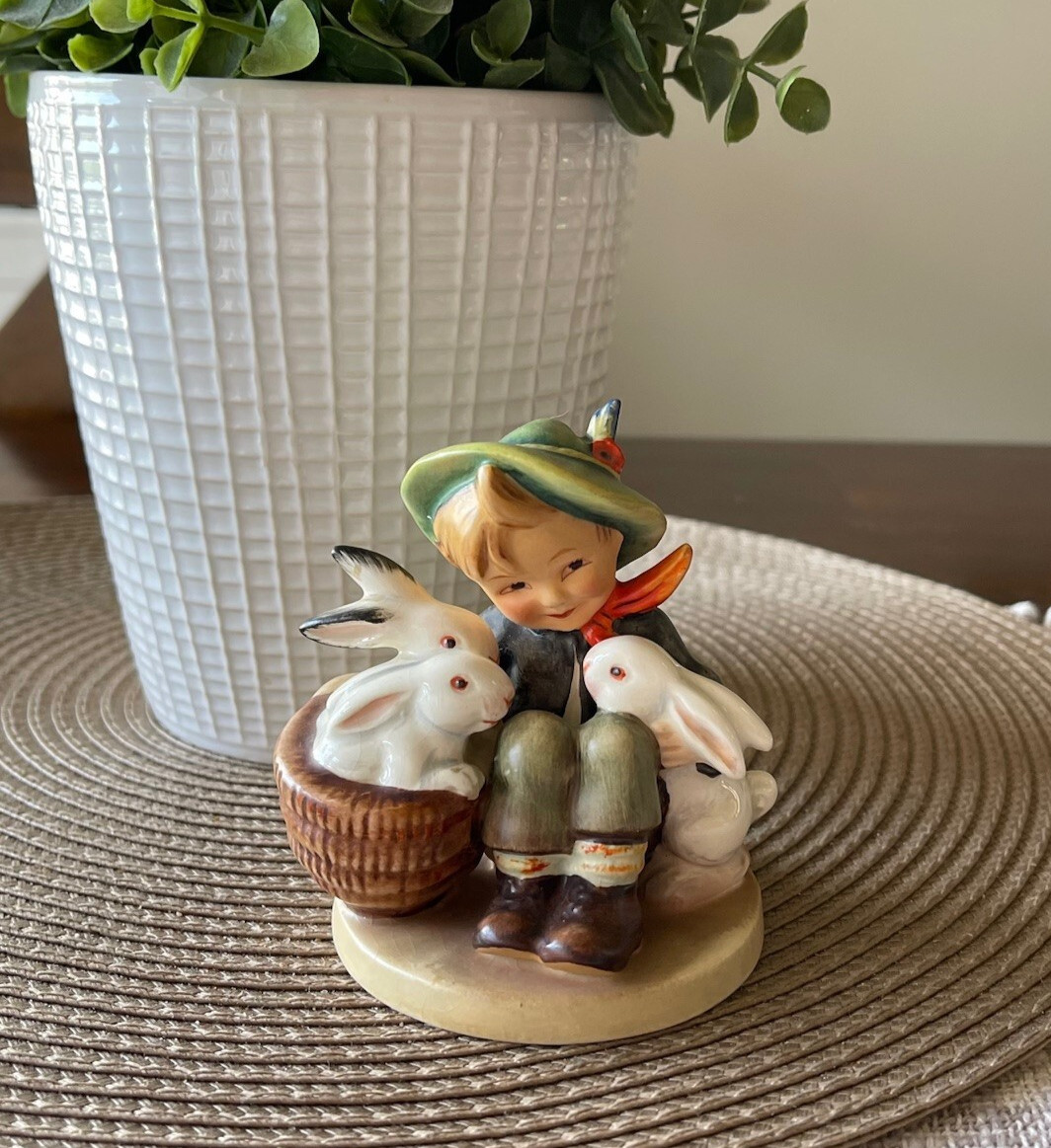 Vintage TMK-1 Mint Condition Goebel Hummel Boy Rabbits Cottagecore