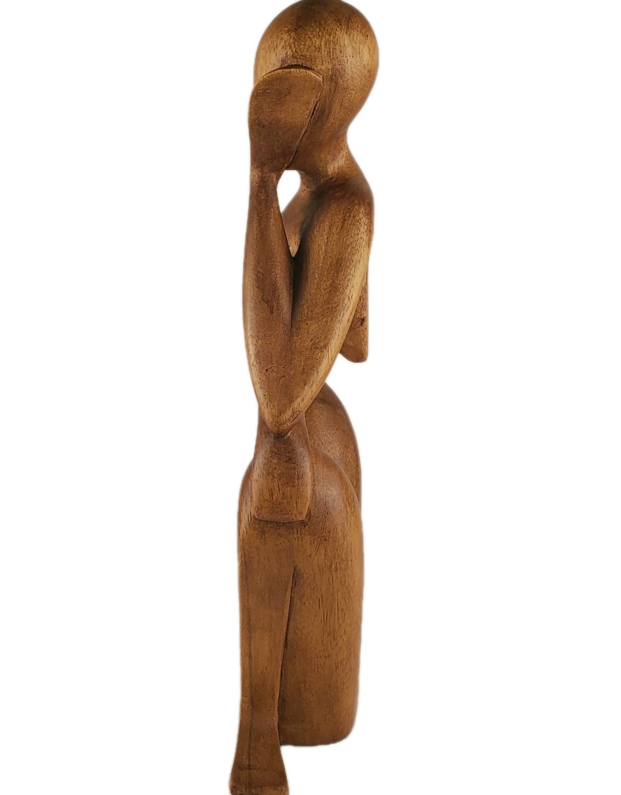 Balinese Suar Wood Thinking Man Sculpture Hand Carved Indonesia Signed WIR