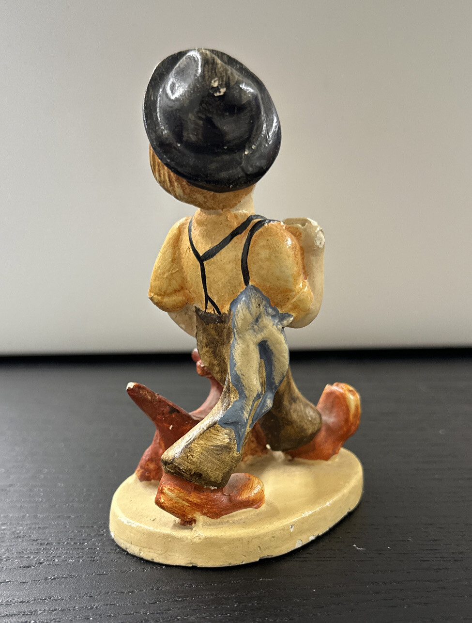 Vintage Plaster or Chalkware 5.5” Figurine Of Boy With Dog