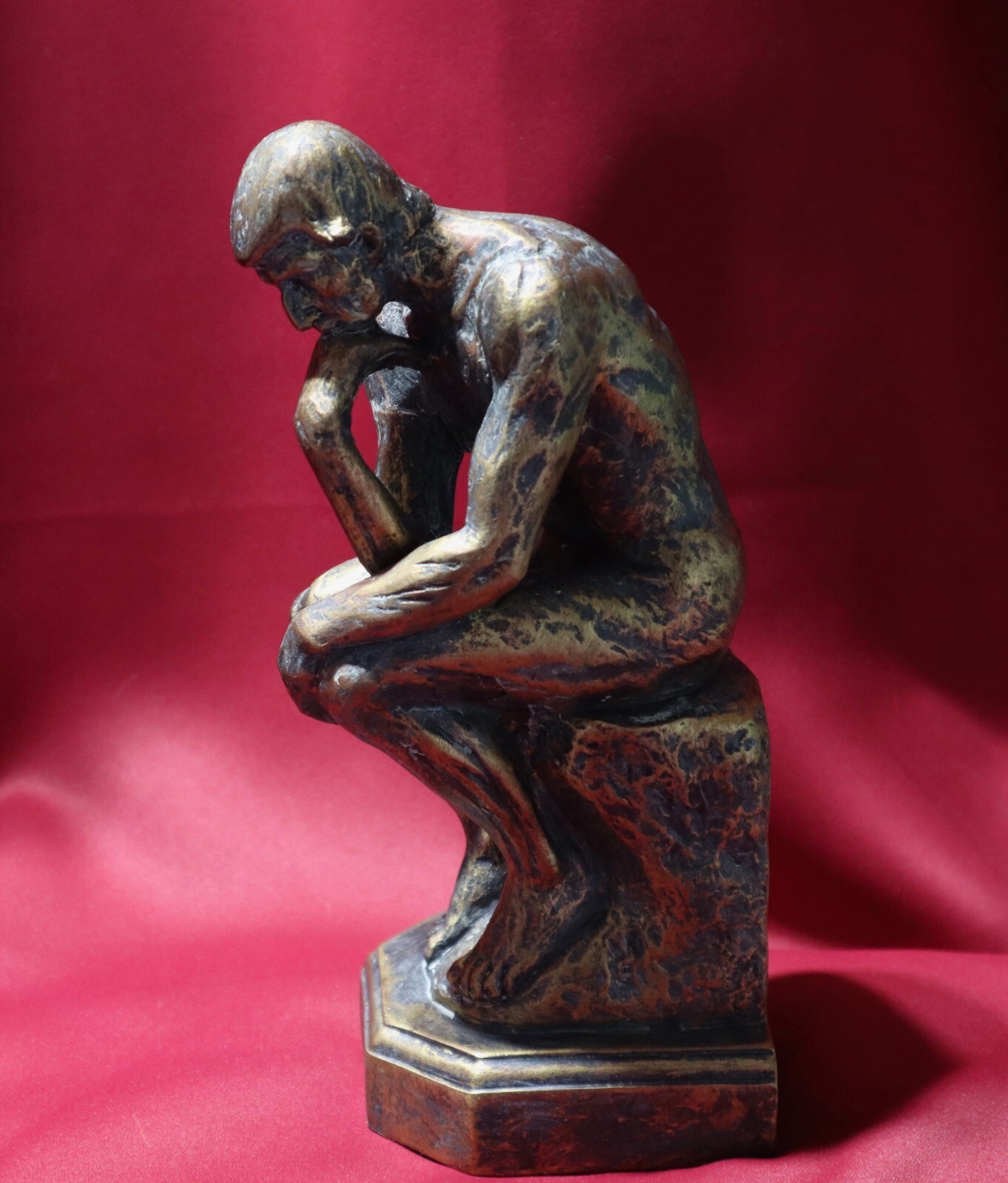 The Thinking Man The Thinker Statue 3 LB.+ Great Condition Antiquey Brass Finish