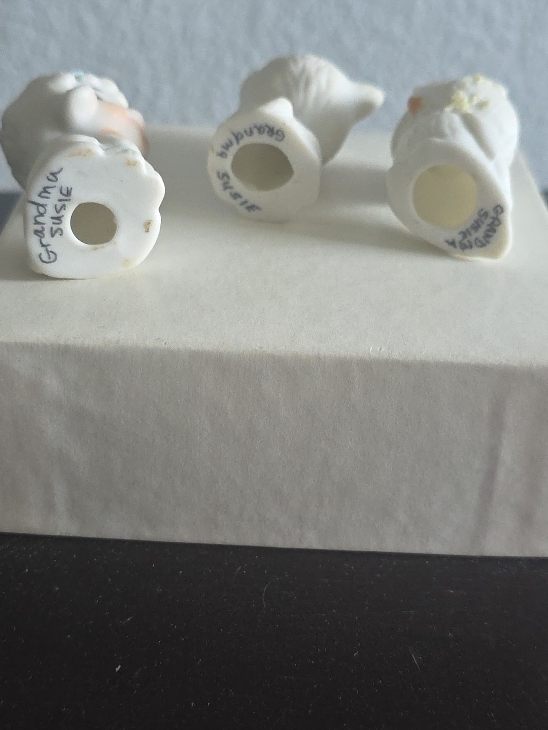 Vintage Napcoware Miniature Ceramic Animal Figurines with Flower Set of 3 1950’s