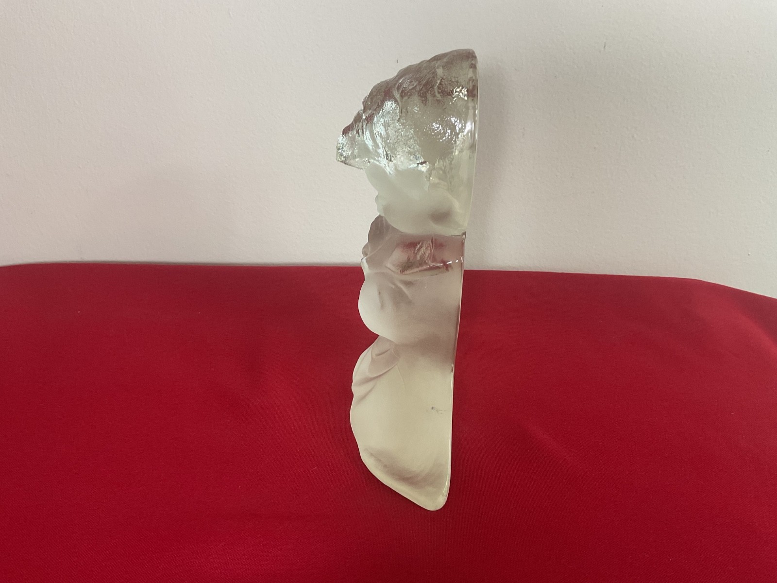 Vintage Viking Glass Praying Child Figurine Clear Frosted Glass Bookend Paperwei