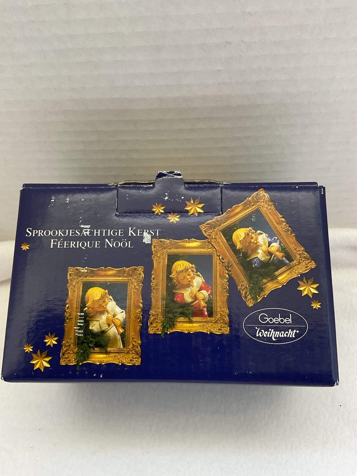 Vintage Goebel Weihnacht Blue Angel With Harp Blue 41-004-25-0 10cm/4” EAN