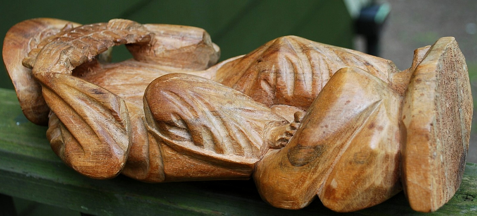 Antique BLACK FOREST GERMANY Hand Carved Wood Sculpture MAN PLAYING PAN PIPES