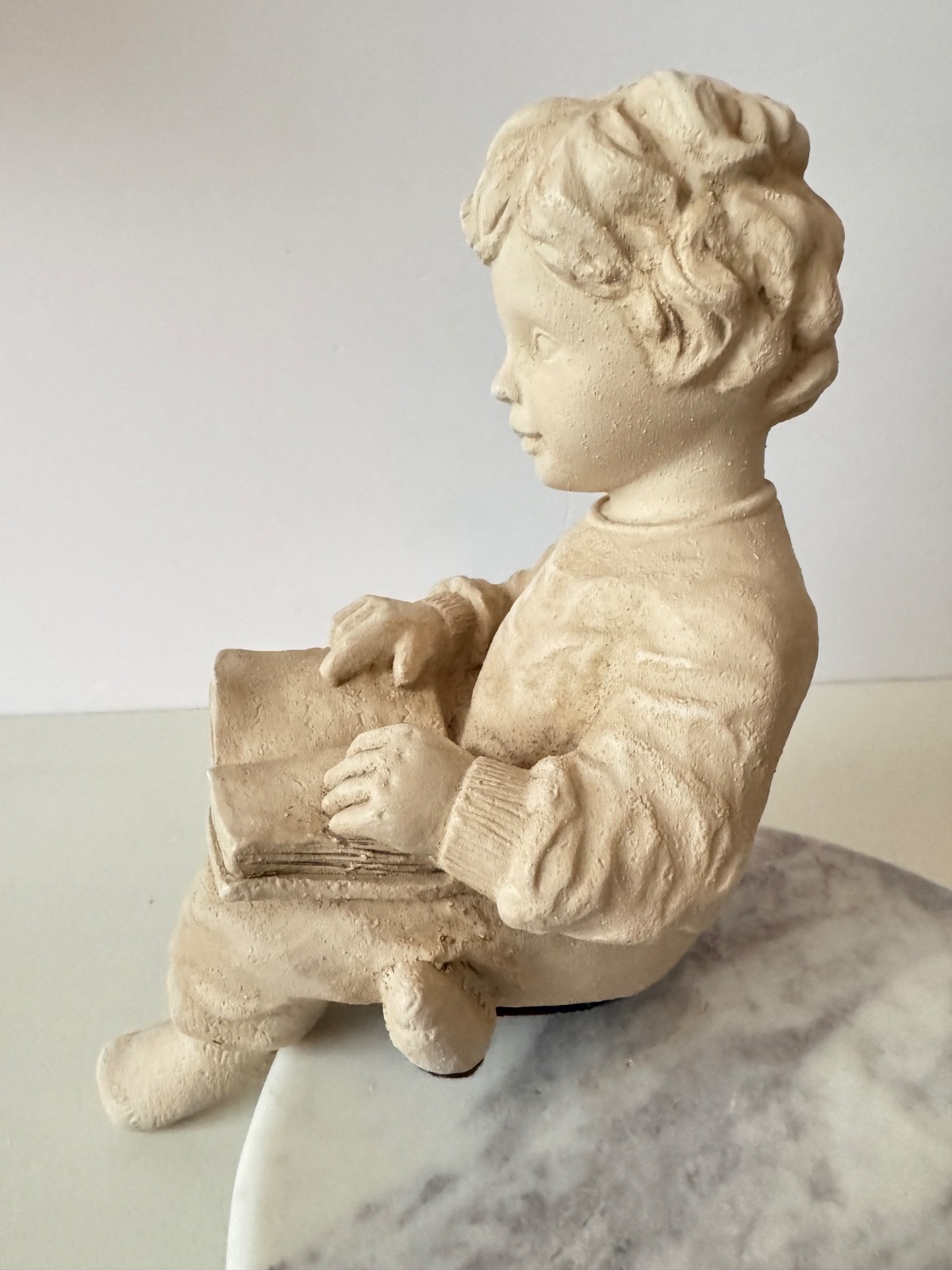 Vintage Boy Reading A Book Shelf Sitter Figurine