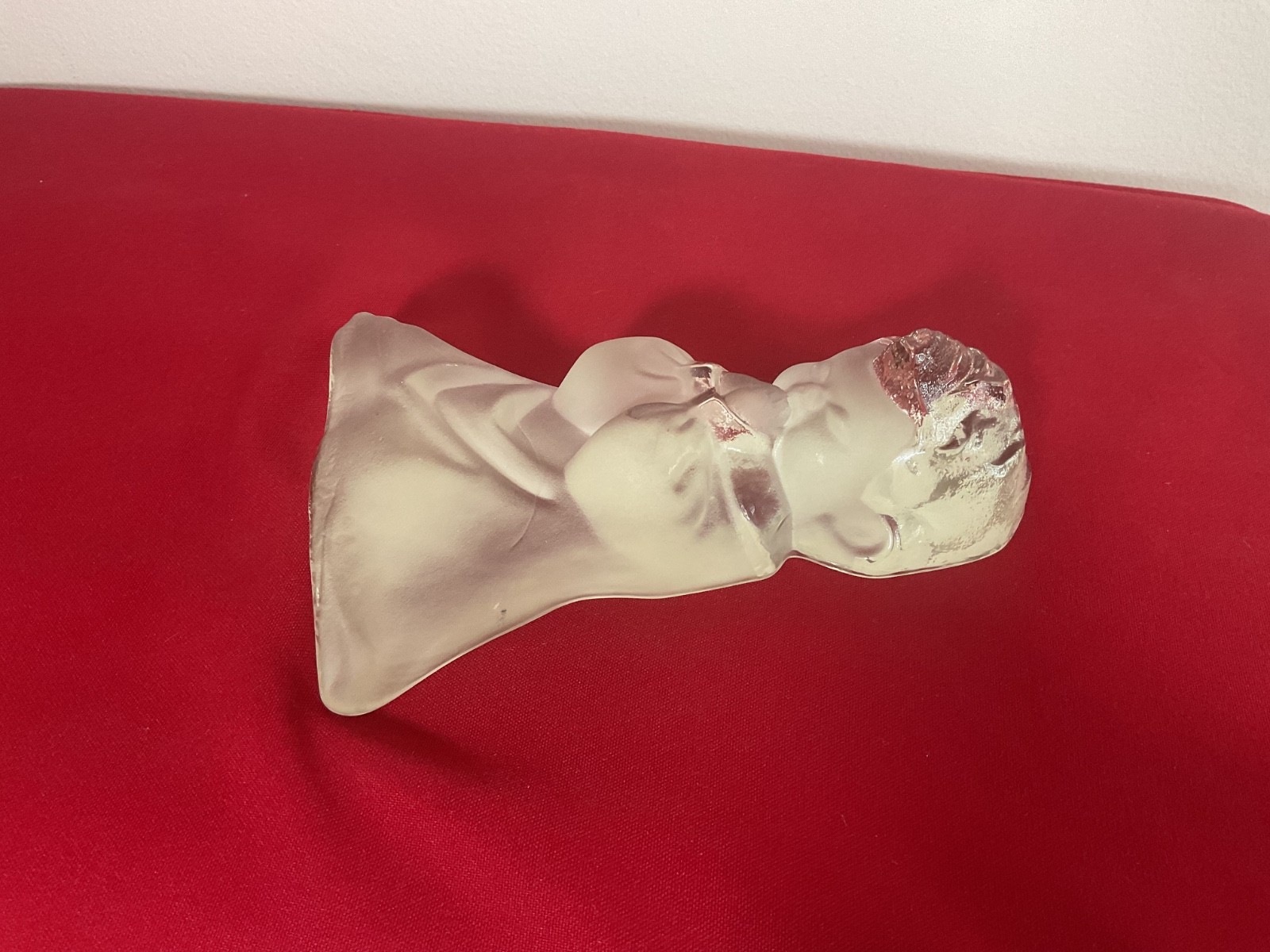 Vintage Viking Glass Praying Child Figurine Clear Frosted Glass Bookend Paperwei