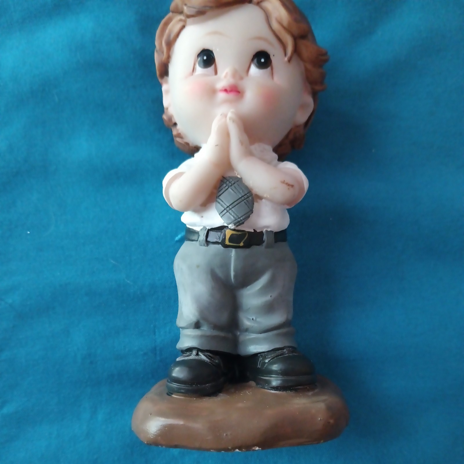 4 1/2″ Tender Times Little Boy Figurine. Wearing Gray Tie and Gray Slacks. Child