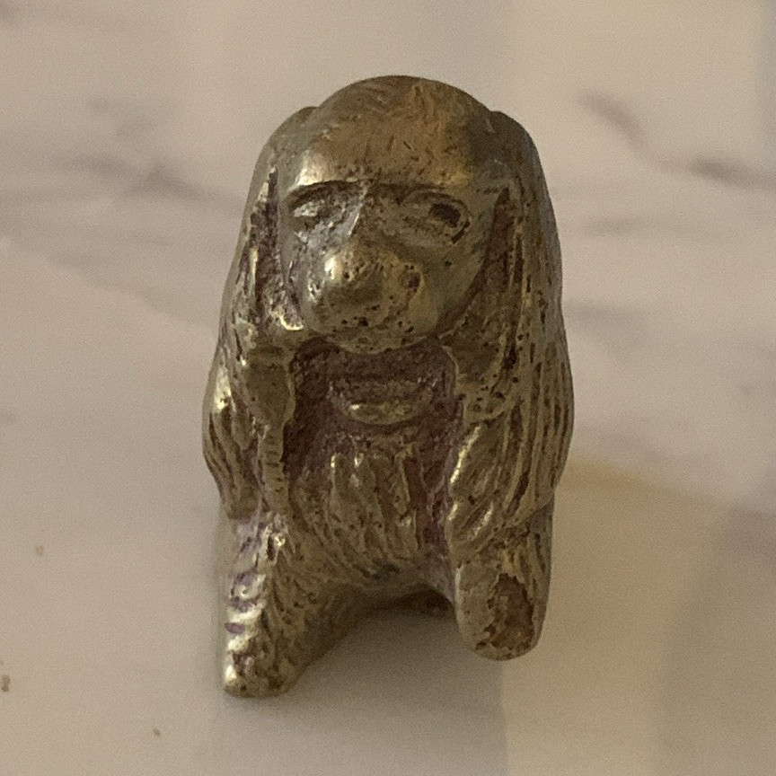 Small Gold Metal Dog Figurine Miniature Sculpture Made in India
