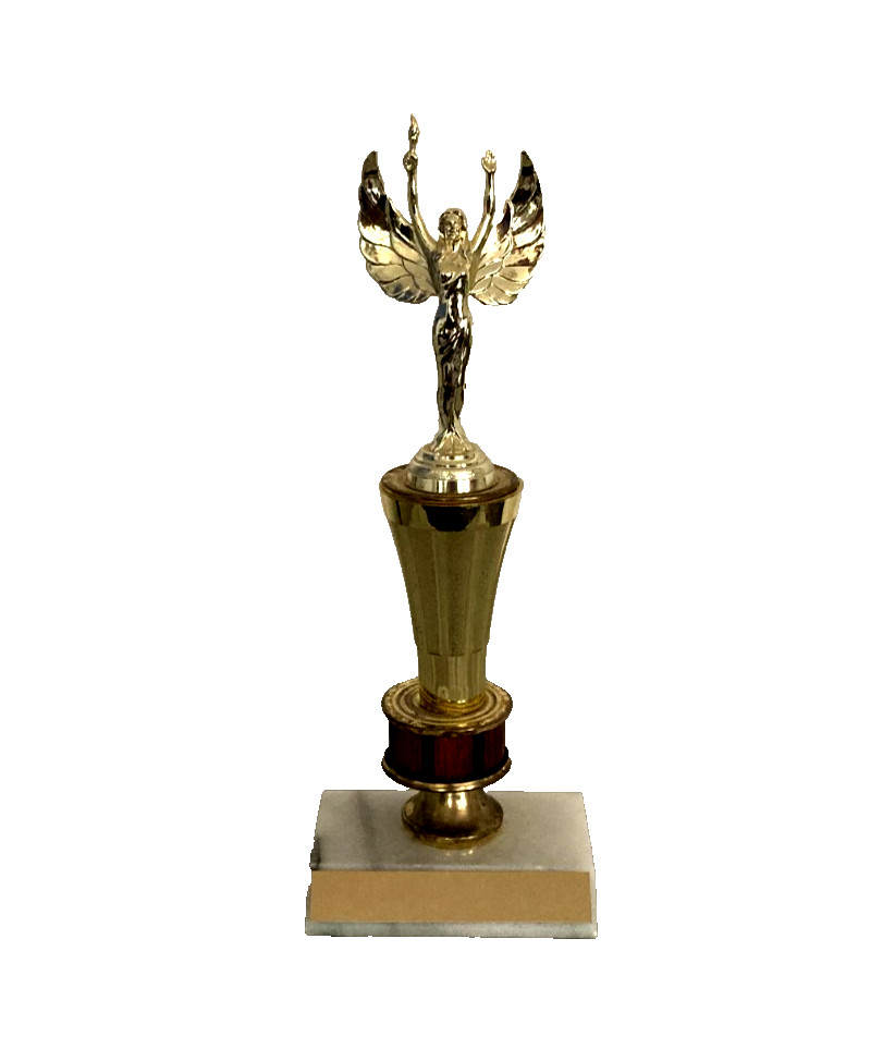 Art Deco Era Gilt Trophy – Angel with Torch 11″ Statue on Marble Base – New!