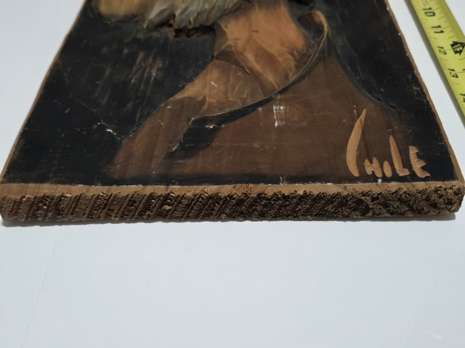 Vtg Don Quixote Portrait Carved Wooden Sculpture Plaque OOAK 17×8 Signed Rare!