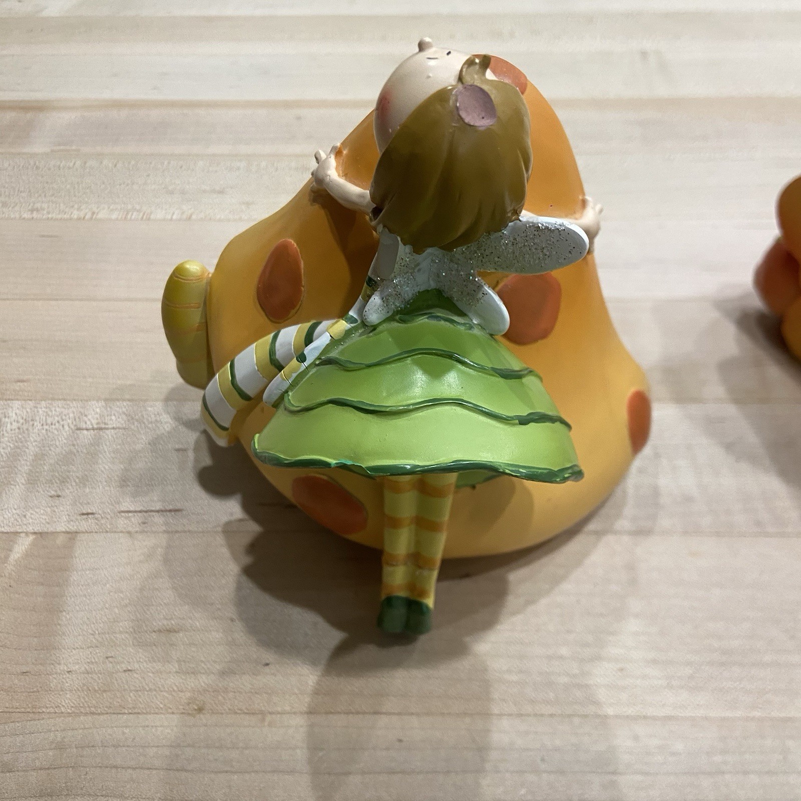 Set of 2 Fairy Figurine Mushroom Wedge Bookends Resin Painted 3D Polka Dot