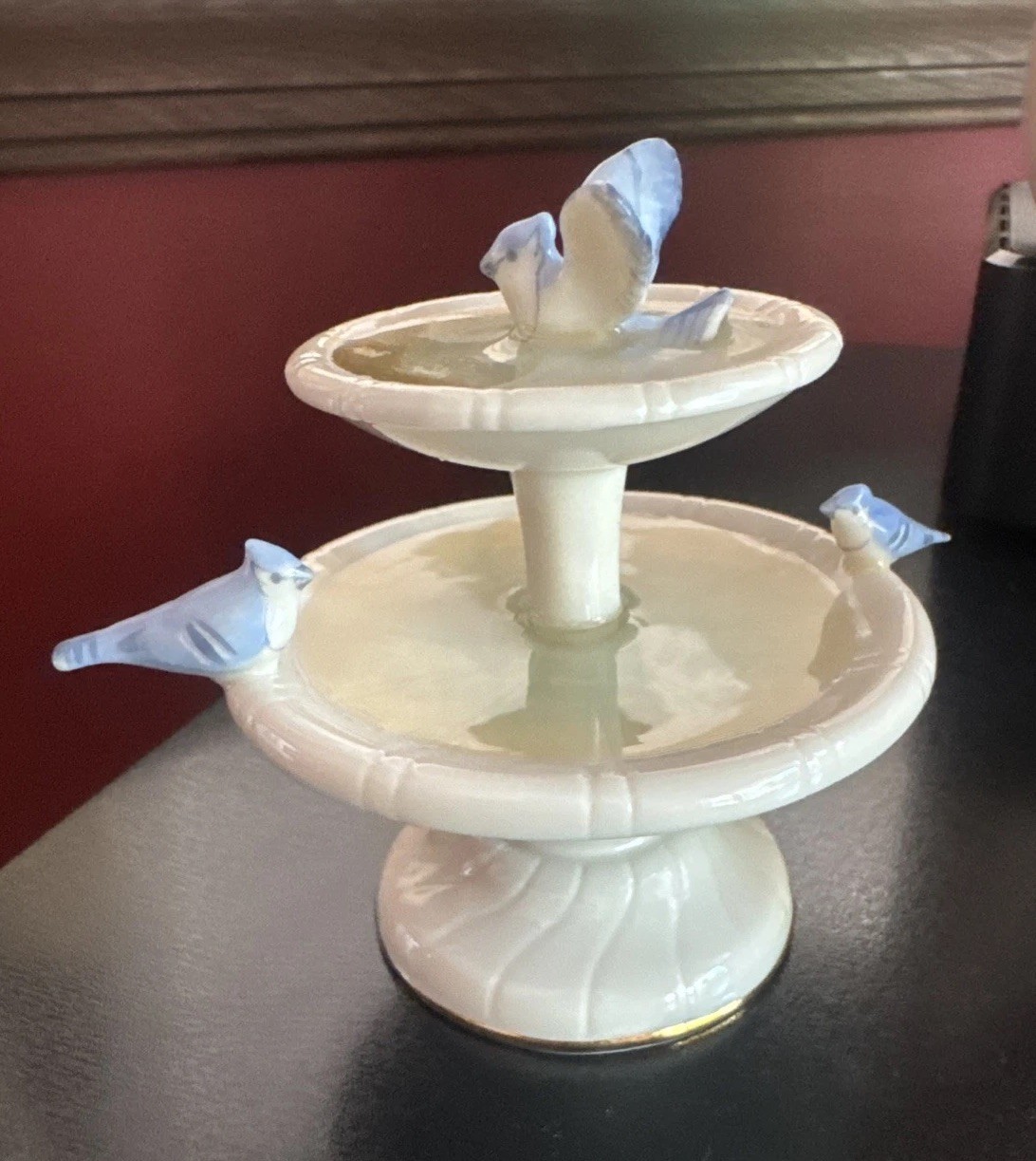 Lenox Secret Garden Birdbath Fountain Figurine Discontinued RARE No Box