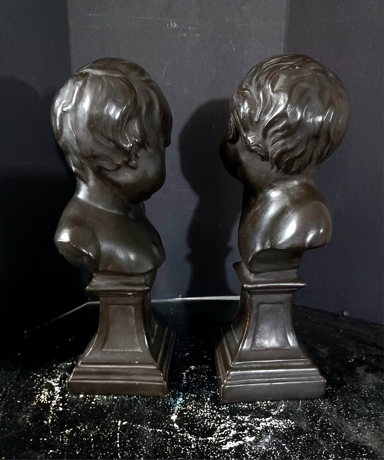 Vintage Alva Studio Plaster Child Bust Sculptures, 12″ high.