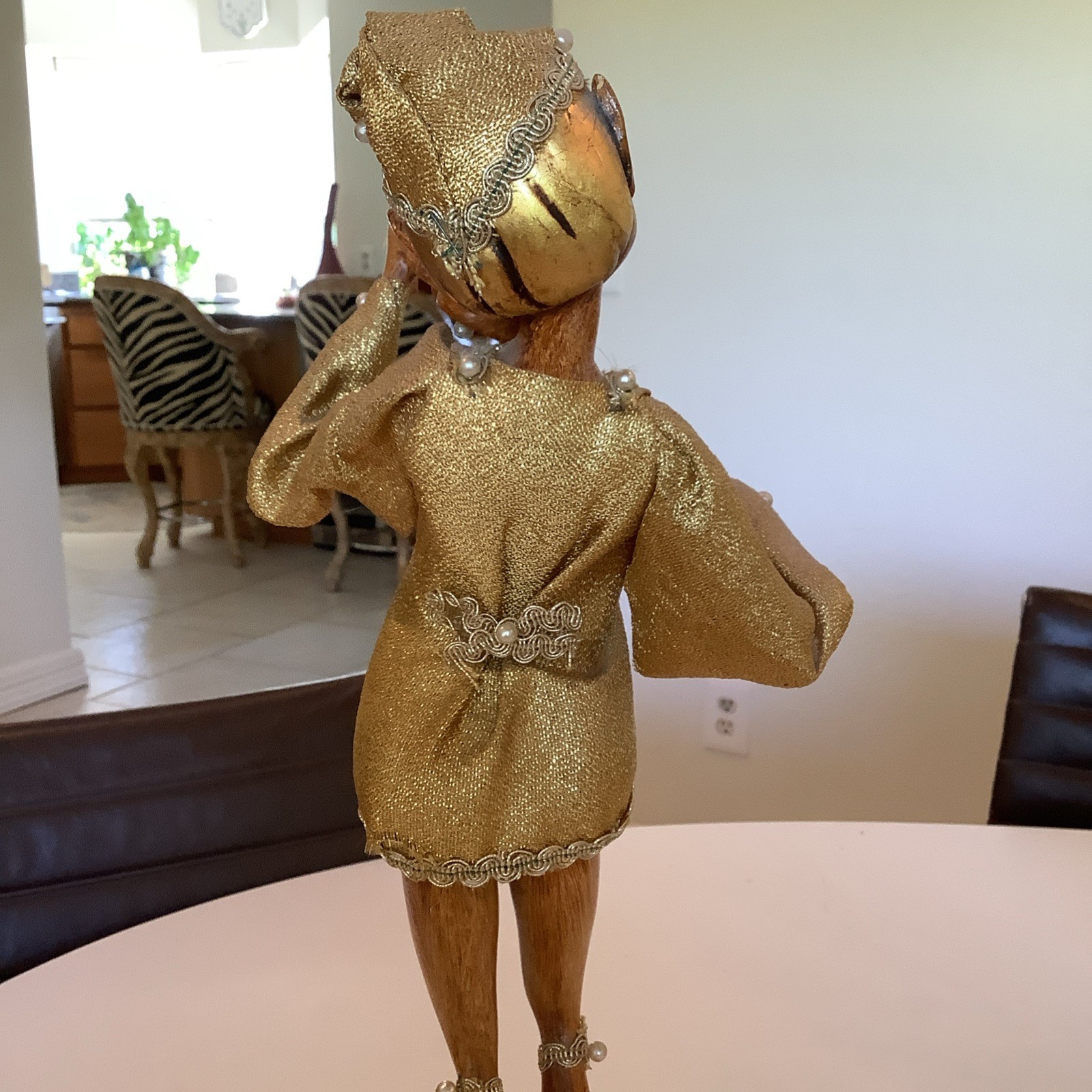 MCM Gilt Wood Composite 17.5” Pixie Elf Playing Violin Hollywood Regency