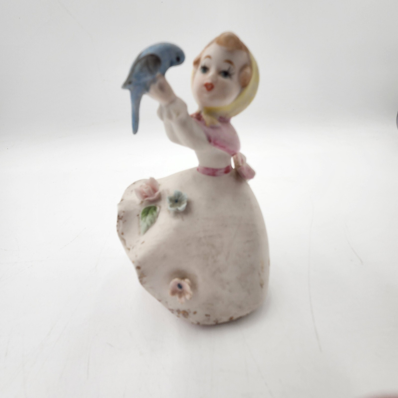 Vintage Brinn’s Lady with bird Made in Japan Porcelain ceramic Figurine Spring