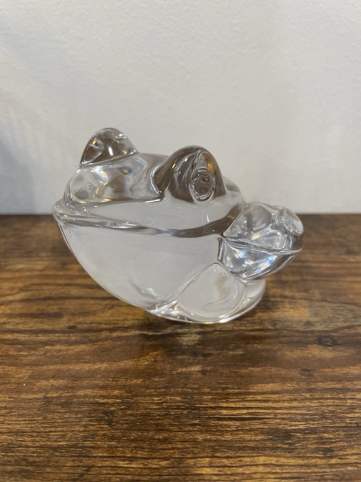 Crystal Clear Frog Paperweight Figurine Daum France