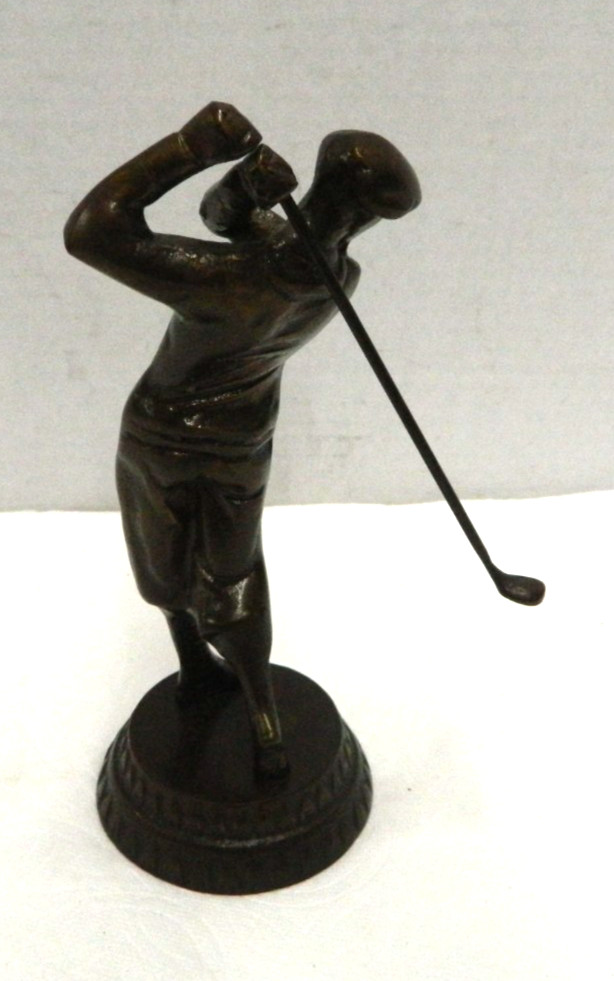 BRONZE ATHLETE PLAY GOLF MAN BRONZE SCULPTURE STATUE FIGURINE FIGURE 9 1/2”